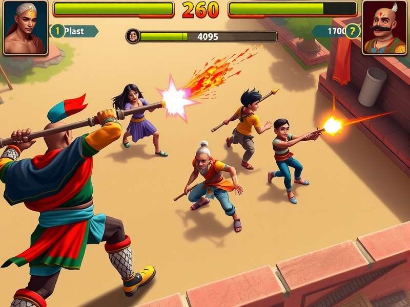 Bihar Braves gameplay showing different character classes in battle